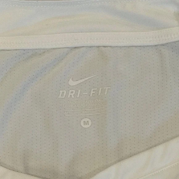 Nike Court Women White Dri-Fit Tennis Short Sleeve Shirt Medium Pink Trim - Picture 3 of 7